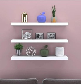 Stewehome Σετ 3 ραφιών από MDF με κρυφή στήριξη Λευκό 50x15x18 cm