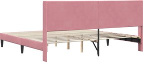vidaXL Σκελετός Κρεβατιού Ροζ 200 x 200 cm Βελούδο
