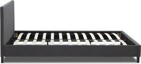 Κρεβάτι Flat Megapap υφασμάτινο χρώμα ανθρακί 140x190εκ.