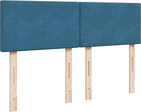 vidaXL Κρεβάτι Boxspring με Στρώμα Μπλε 160x200 εκ. Βελούδινο