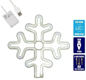 Διακοσμητικό Φωτιστικό Neon Led Ψυχρό Λευκό Snowflake 78581 Globostar-78581-Λευκό 78581