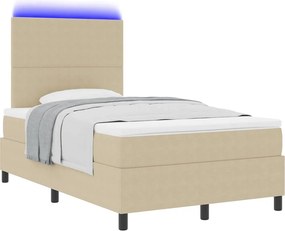 vidaXL LED Κρεβάτι με βάθρο Ανοιχτό Γκρι και Λευκό 120 x 190 cm