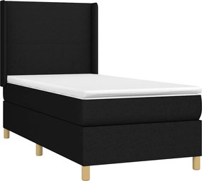 vidaXL Κρεβάτι Boxspring με Στρώμα Μαύρο 90x200 εκ. Υφασμάτινο