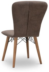 Καρέκλα τραπεζαρίας Palmira Megapap υφασμάτινη χρώμα καφέ - καρυδί πόδι 47x44x88εκ. - Ύφασμα - GP044-0002,5