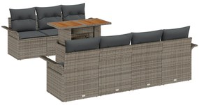 vidaXL σετ καναπέ κήπου 8 κομματιών με μαξιλάρια γκρι πολυπροπυλένιο ακακίας