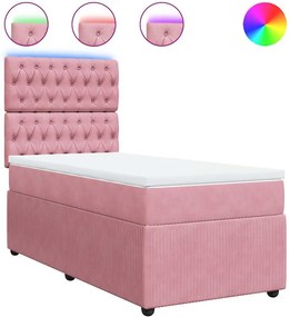 vidaXL Κρεβάτι Boxspring με Στρώμα Ροζ 100x200 εκ. Βελούδινο