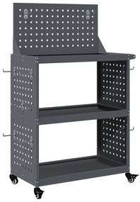vidaXL Καρότσι εργαλείων με ράφι Ανθρακί 65 x 35 x 111 εκ Κρύα χάλυβας