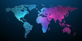 Εικόνα στον παγκόσμιο χάρτη νύχτας φελλού - 120x60  wooden