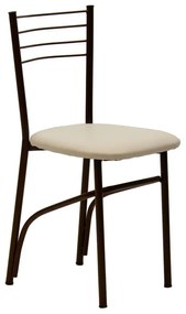 Καρέκλα "ΡΙΓΑ" από μέταλλο/τεχνόδερμα σε καφέ/εκρού χρώμα 40x36x83