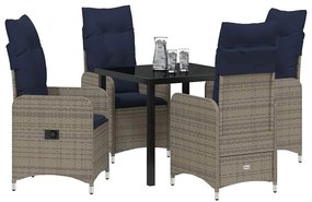 vidaXL Σέτ φαγητού για κήπο με μαξιλάρι 5 pcs Μαύρο Πολυ ράταν
