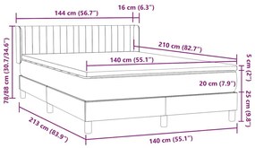 Κρεβάτι Boxspring με Στρώμα Σκούρο Μπλε 140x210 εκ. Βελούδινο - Μπλε