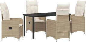 vidaXL Σέτ φαγητού για κήπο 5 pcs Μπεζ συνθετικό ρατάν