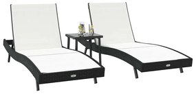 vidaXL Ήλιος Λάουτζερ 3 pcs Μαύρο και Λευκό 40 x 40 x 40.5 εκ
