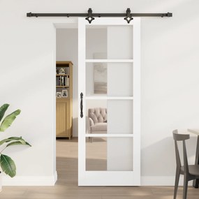 vidaXL Συρόμενη Πόρτα  με Σέτ Υλικών 'ORKDAL' Λευκή Ξύλο & Γυαλί