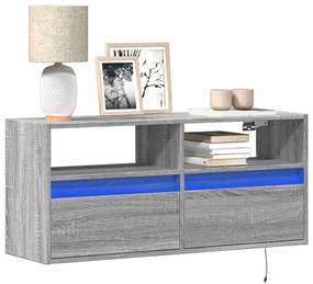 Έπιπλο Τοίχου Τηλεόρασης με LED Γκρι Sonoma 100x31x45 εκ.