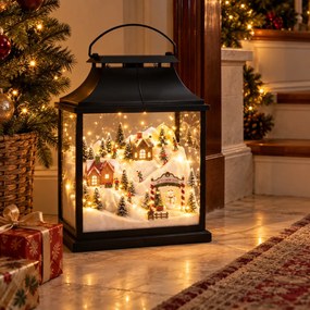 Φαναράκι με LED και χειμερινό τοπίο - 30x16x36cm
