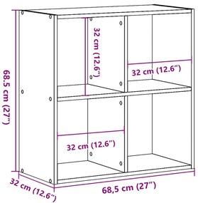 Βιβλιοθήκη Όψη Παλαιού Ξύλου 68,5x32x68,5εκ. Επεξεργασμένο Ξύλο - Καφέ