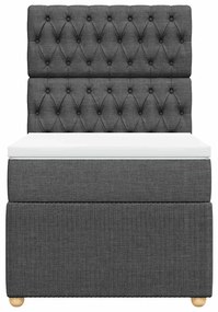vidaXL Κρεβάτι Boxspring με Στρώμα Σκούρο Γκρι 80x200 εκ. Υφασμάτινο