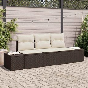 vidaXL Σετ Καναπέ Κήπου 3 pcs Καφέ Πολυ ράταν