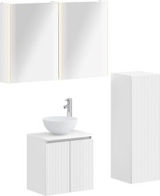 vidaXL Σετ Επίπλων Μπάνιου 4 pcs Λευκό Επεξεργασμένο Ξύλο και Γυαλί