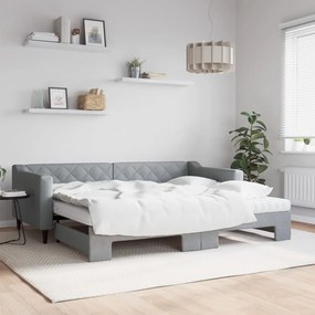 Καναπές Κρεβάτι Συρόμενος Αν. Γκρι 90x200εκ Ύφασμα Στρώματα