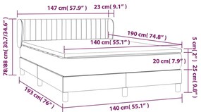 Κρεβάτι Boxspring με Στρώμα Μπλε 140x190 εκ. Υφασμάτινο 3126403