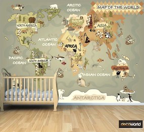 Παιδική ταπετσαρία τοίχου ετοίμων διαστάσεων χάρτης με ζώα 07756Q 100cm x 150cm