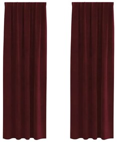 vidaXL Κουρτίνες με κουρτίνες 2 pcs Μπορντό 140 x 245 cm Βελούδο