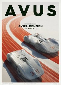 Εκτύπωση τέχνης Mercedes Benz & Auto Union - Silver - Avus - 1937 - Poster, Automobilist