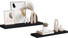 vidaXL Ράφια Τοίχου 2 τεμ. Μαύρα 80x23,5x3,8 εκ. MDF
