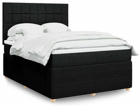vidaXL Κρεβάτι Boxspring με Στρώμα Μαύρο 140x190 εκ. Υφασμάτινο
