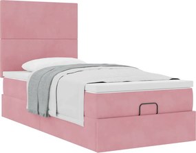 vidaXL Οθωμανικό κρεβάτι με στρώματα ροζ 80x200cm Velvet