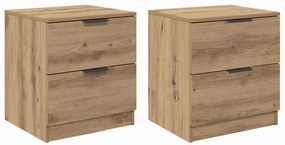 vidaXL Κομοδίνο 2 pcs artisan δρυς 45 x 39 x 50 εκ. Επεξεργασμένο ξύλο