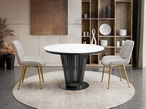 Τραπέζι Elantra Επεκτεινόμενο-Μαύρο – Λευκό Μάρμαρο-Μήκος: 120 εκ.