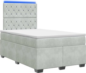 vidaXL Κρεβάτι box spring με στρώμα Ανοιχτό γκρι 120 x 200 cm Βελούδο