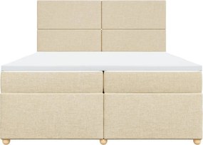 vidaXL Κρεβάτι Boxspring με Στρώμα Κρεμ 200x200 εκ. Υφασμάτινο