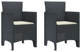 Καρέκλα Κήπου 2 pcs Ανθρακί 53 x 49 x 85 εκ. PP