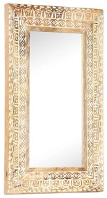 Καθρέφτης Σκαλιστός στο Χέρι 80x50x2,6εκ. από Μασίφ Ξύλο Μάνγκο - Καφέ