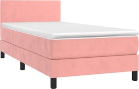 vidaXL Κρεβάτι Boxspring με Στρώμα Ροζ 80 x 200 εκ. Βελούδινο
