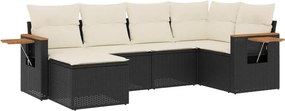 vidaXL Patio Sofa Set 6-θέσια Black and Cream
