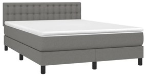 ΚΡΕΒΑΤΙ BOXSPRING ΜΕ ΣΤΡΩΜΑ &amp; LED ΣΚ.ΓΚΡΙ 140X190 ΕΚ ΥΦΑΣΜΑΤΙΝΟ 3133470