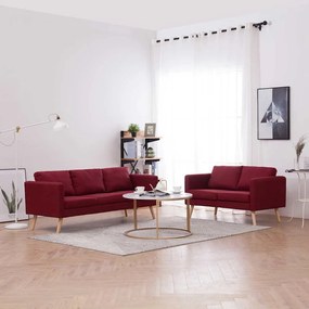 vidaXL Σετ Σαλονιού 2 Τεμαχίων Μπορντό Υφασμάτινο