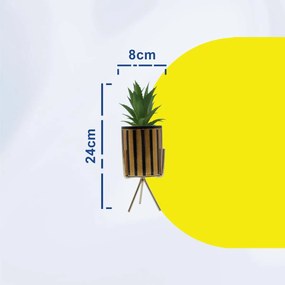 Τεχνητό Φυτό σε Κεραμικό Γλαστράκι και Χρυσή Βάση 8x24cm - Καφέ