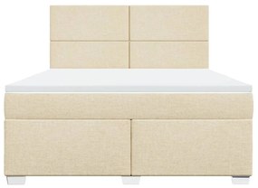 Κρεβάτι Boxspring με Στρώμα Κρεμ 180x200 εκ. Υφασμάτινο - Κρεμ