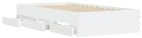 Πλαίσιο Κρεβατιού με συρτάρια Λευκό 90x200 εκ Επεξεργ. Ξύλο - Λευκό