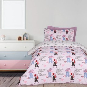 Σεντόνια Παιδικά 4940 (Σετ 3τμχ) Pink-Grey Das Home Μονό 170x260cm 100% Βαμβάκι