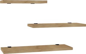 Ραφιέρα τοίχου Leila pakoworld σετ 3τεμ μελαμίνη σε φυσική απόχρωση