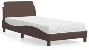 vidaXL Κρεβάτι με Στρώμα Καφέ 90x190 εκ. από Συνθετικό Δέρμα