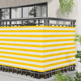 vidaXL Οθόνη Μπαλκονιού Κίτρινο και Λευκό 110 x 800 εκ Ύφασμα Όξφορντ