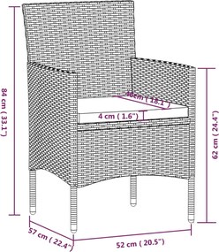 vidaXL Σετ Τραπεζαρίας Κήπου 9 τεμ Μαύρο με Μαξιλάρια